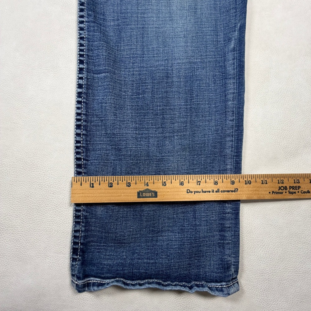 BKE Seth Mens Straight Leg Jeans 44x32 Medium Wash Blue Stretch Denim Whiskered - Picture 5 of 12